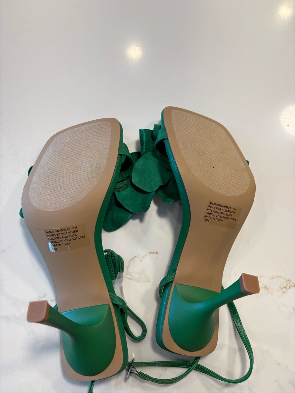 Steve Madden Green Floral Appliqué Strappy Heels - Picture 4 of 5